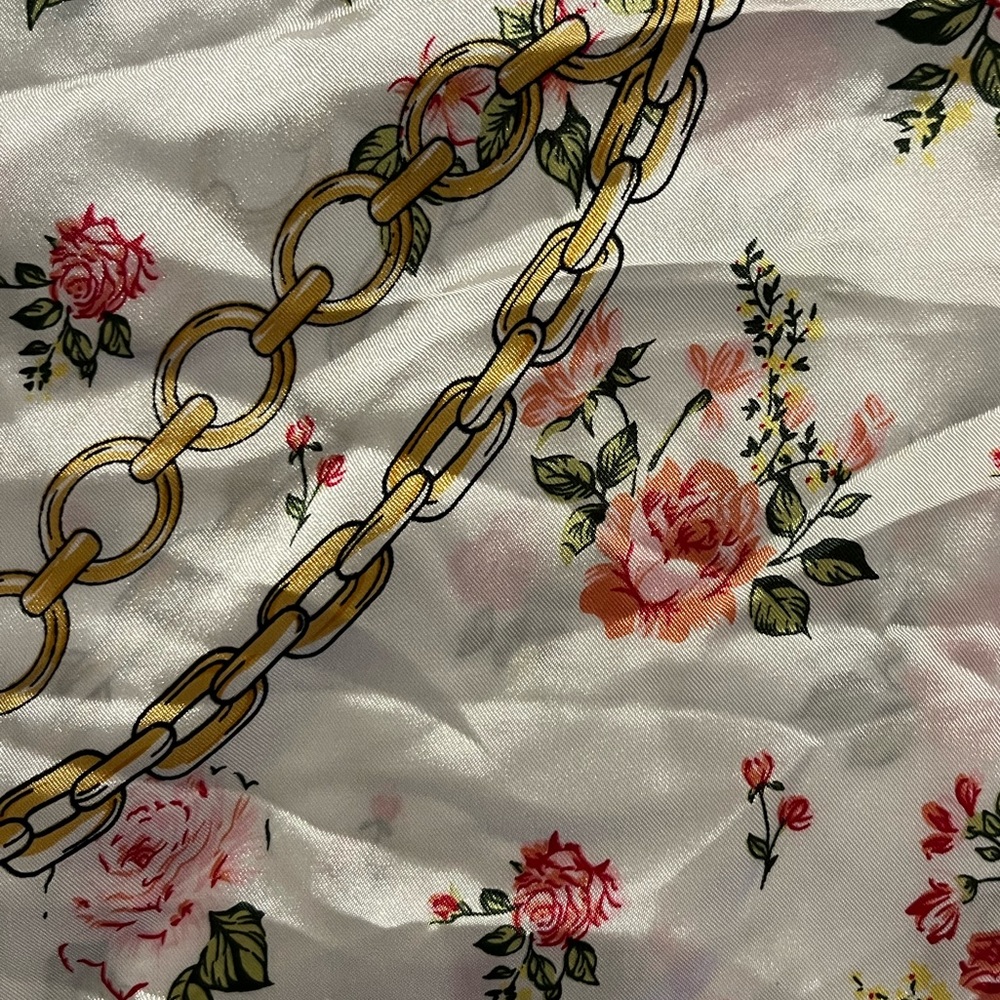 Pink Roses Satin Scarf